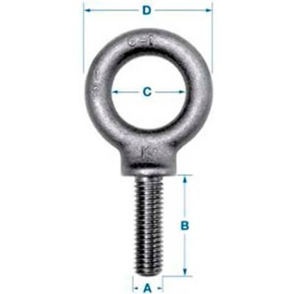 Ken Forging Eye Bolt With Shoulder, 1-1/4"-7, 3 in Shank, 2.1875 in ID, Alloy Steel K2032-LT